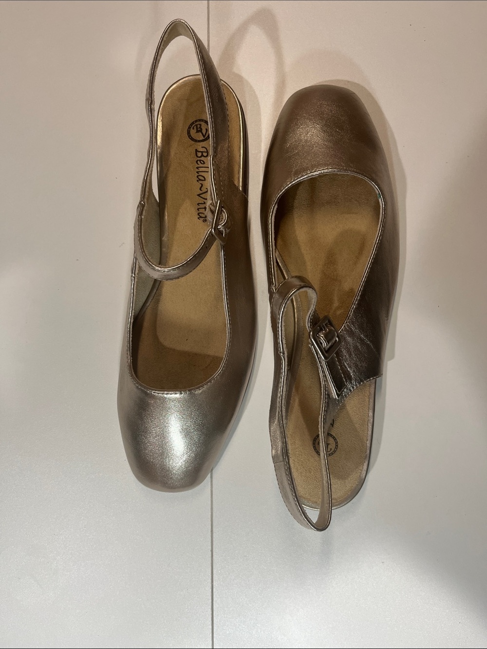 Bella Vita Metallic Silver Slingback Flats